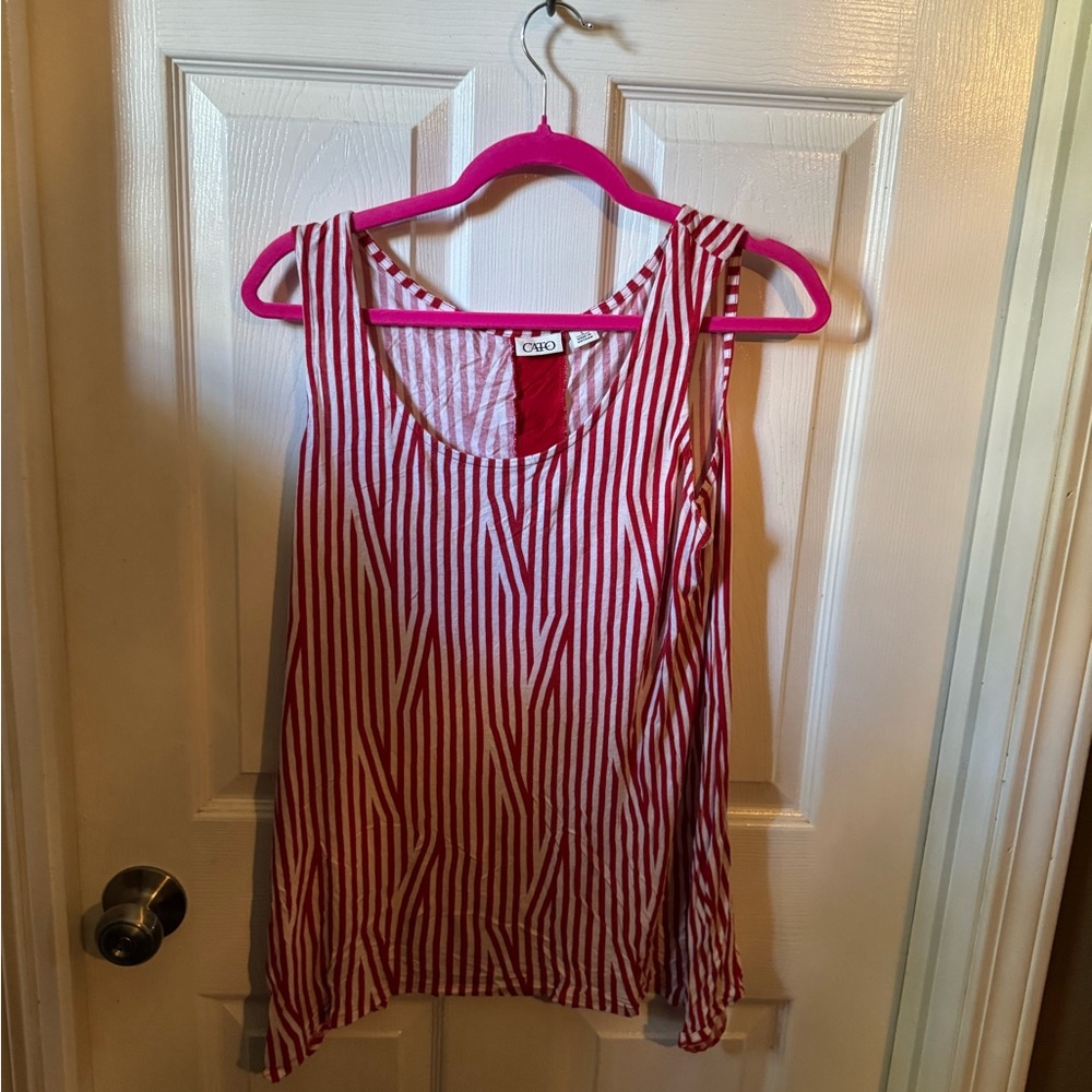 Cato Red and White Striped Tank Top